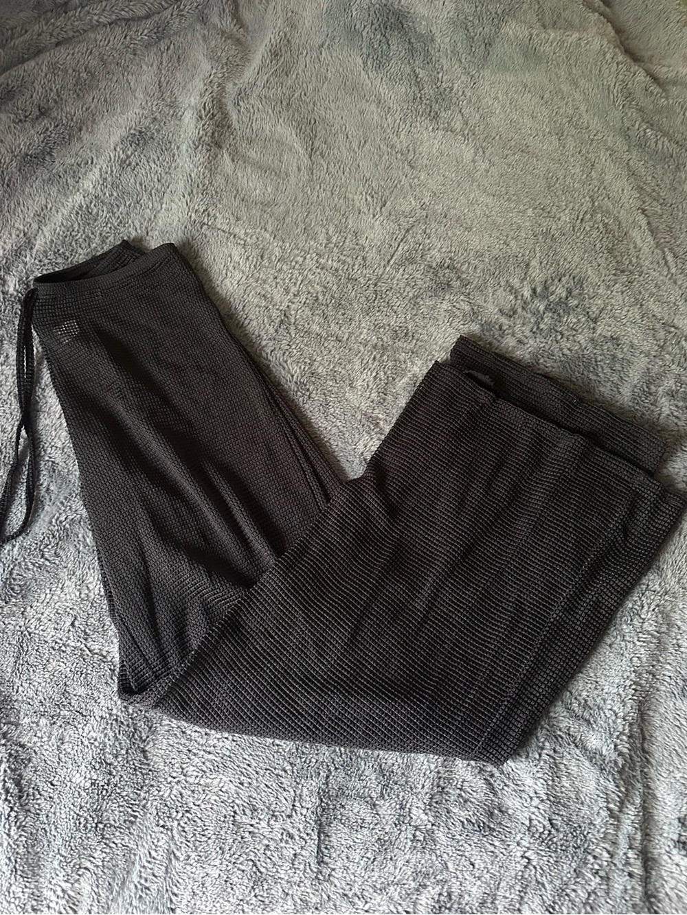 Black Waffle Mesh Cover-Up Pants